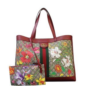GUCCI  Ophidia GG Flora Medium Tote Bag Red